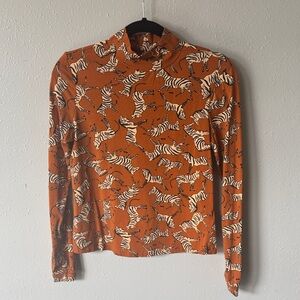 Anthropologie Mock Neck Zebra Turtleneck, Size Small